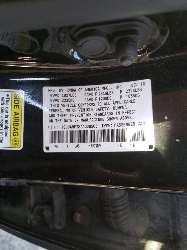 2010 ACURA TL 19UUA9F2XAA008583