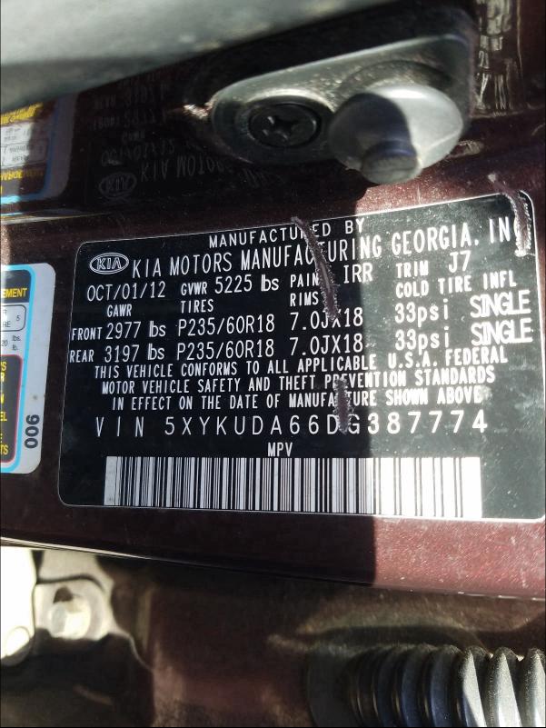 2013 KIA SORENTO EX - 5XYKUDA66DG387774