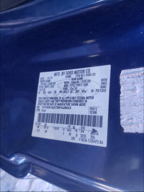 2011 FORD RANGER 1FTKR1AD7BPA28023