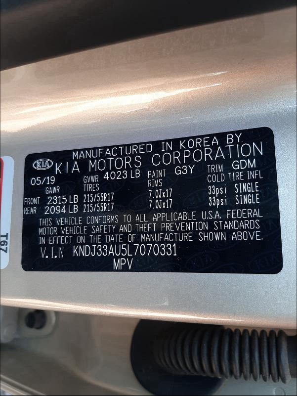 2020 KIA SOUL EX KNDJ33AU5L7070331