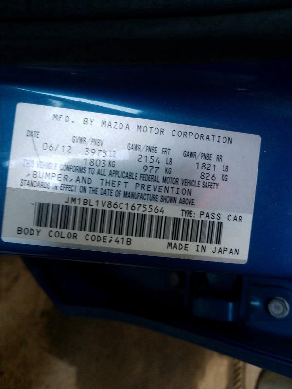 2012 MAZDA 3 I JM1BL1V86C1675564