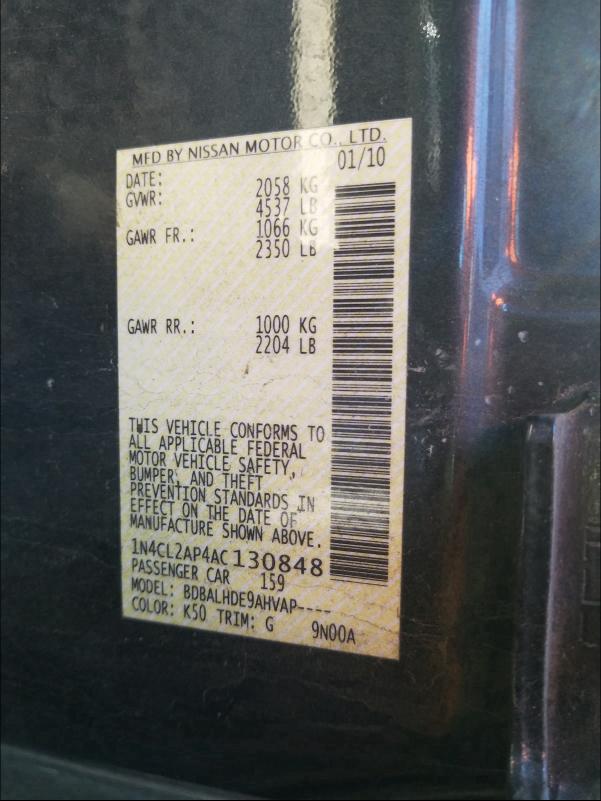 2010 NISSAN ALTIMA HYB - 1N4CL2AP4AC130848