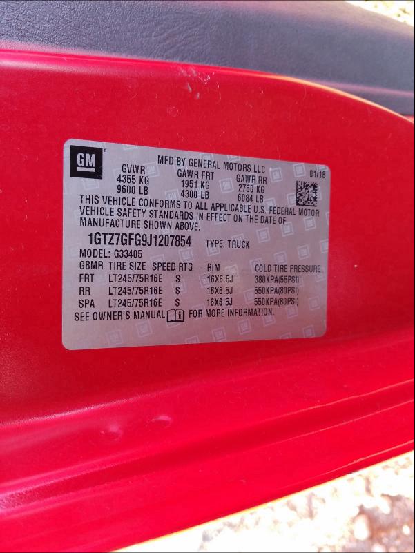 2018 GMC SAVANA G35 1GTZ7GFG9J1207854