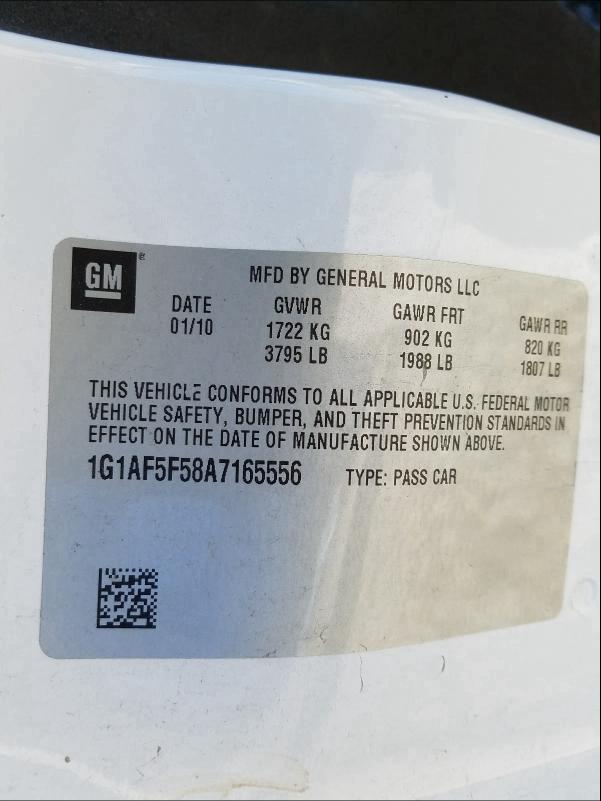 2010 CHEVROLET COBALT 2LT 1G1AF5F58A7165556