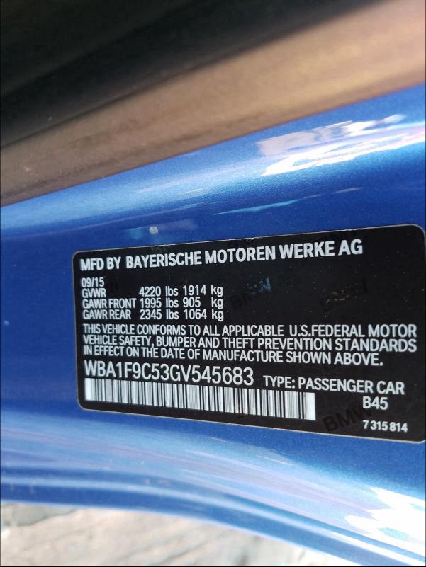 2016 BMW 228 I SULE WBA1F9C53GV545683