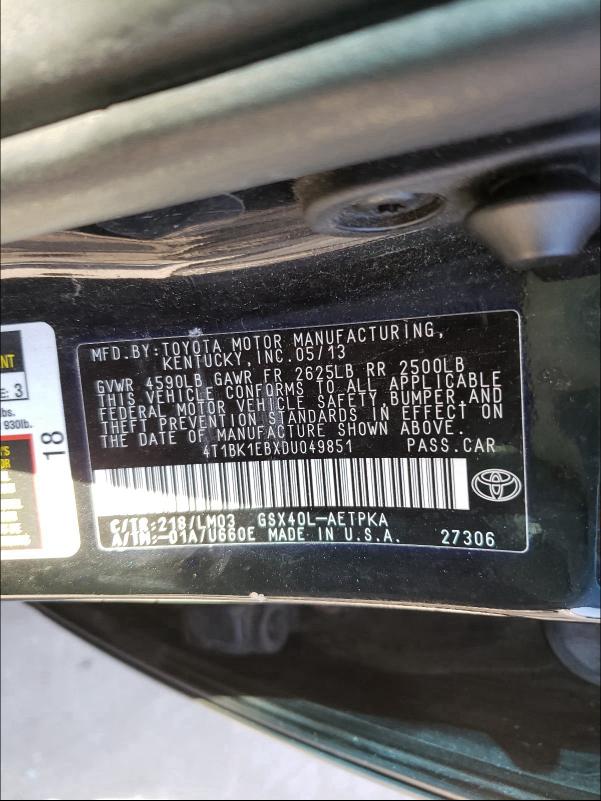 2013 TOYOTA AVALON BAS 4T1BK1EBXDU049851