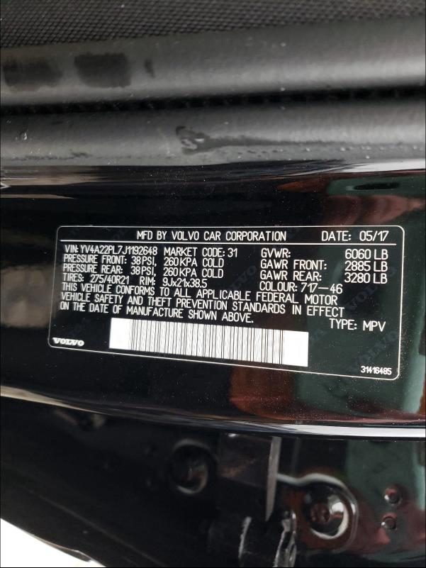 2018 VOLVO XC90 T6 YV4A22PL7J1192648