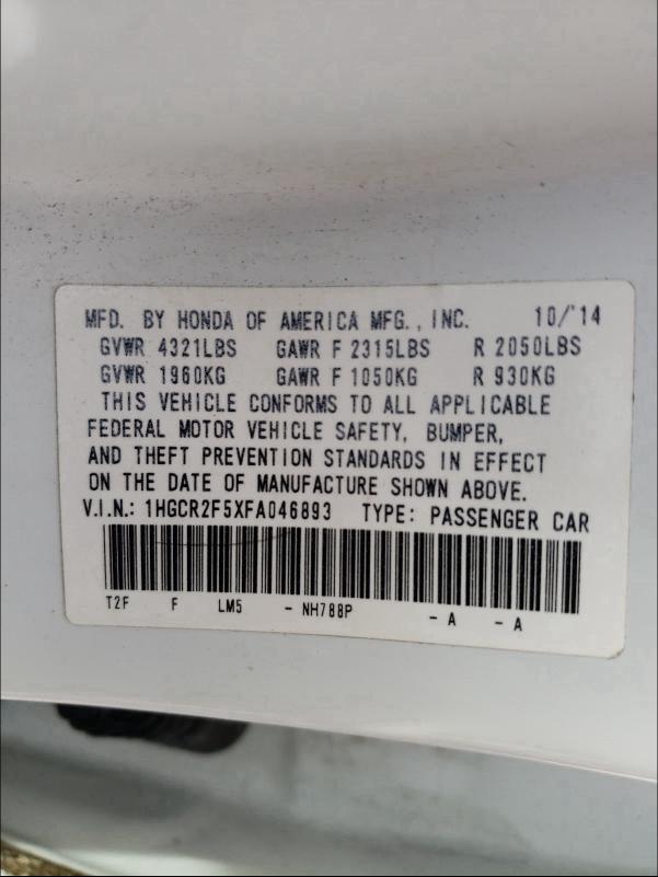 2015 HONDA 1000RR 1HGCR2F5XFA046893