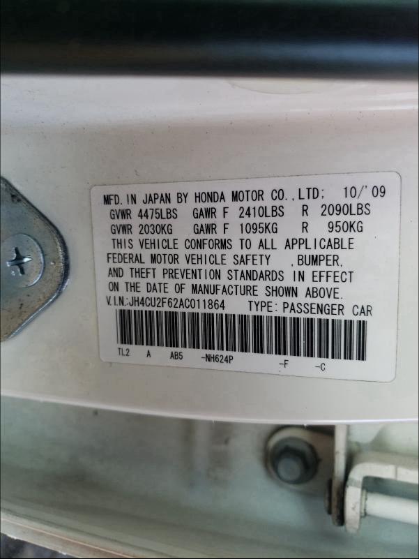 2010 ACURA TSX JH4CU2F62AC011864