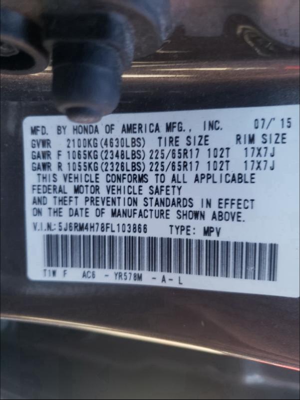 2015 HONDA CR-V EXL 5J6RM4H78FL103866