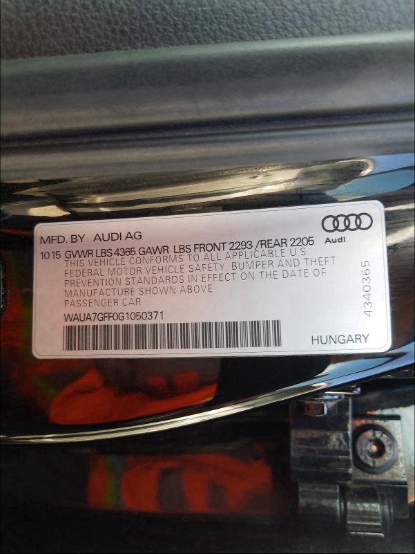 2016 AUDI A3 PREMIUM WAUA7GFF0G1050371