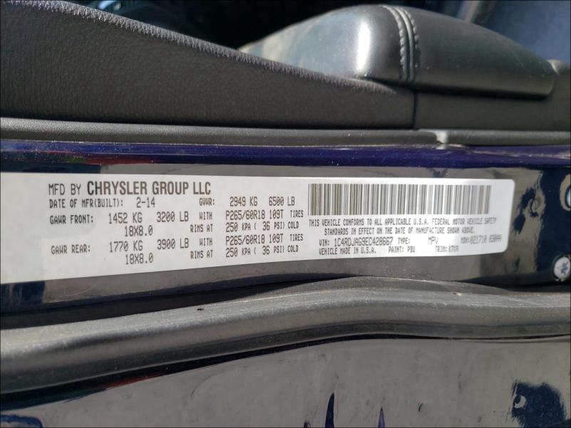 2014 DODGE DURANGO SX 1C4RDJAG9EC428667
