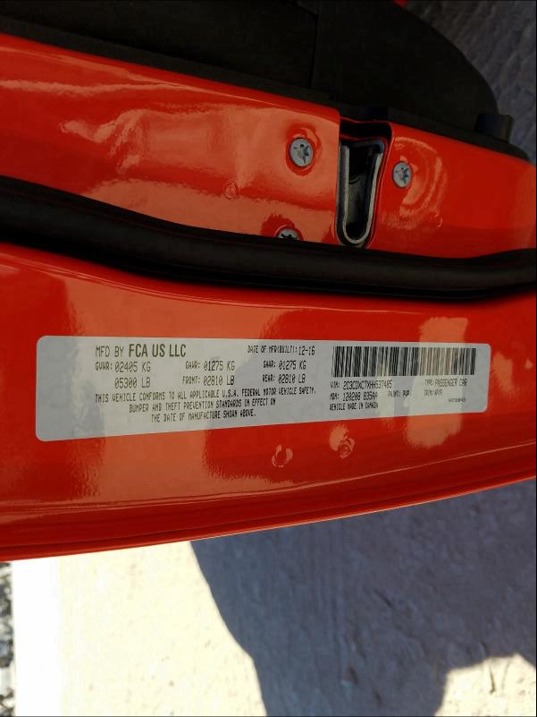 2017 DODGE CHARGER R/ 2C3CDXCTXHH537485