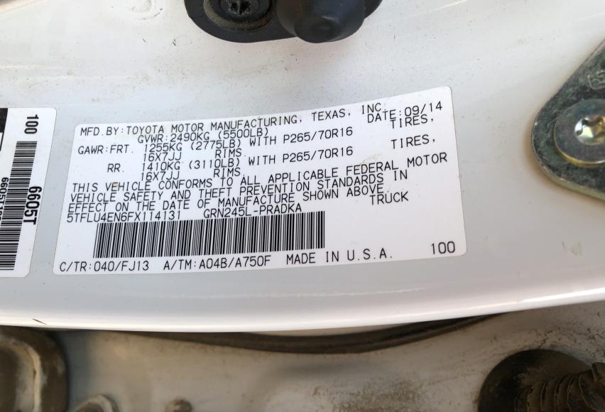 2015 TOYOTA TACOMA DOU - 5TFLU4EN6FX114131