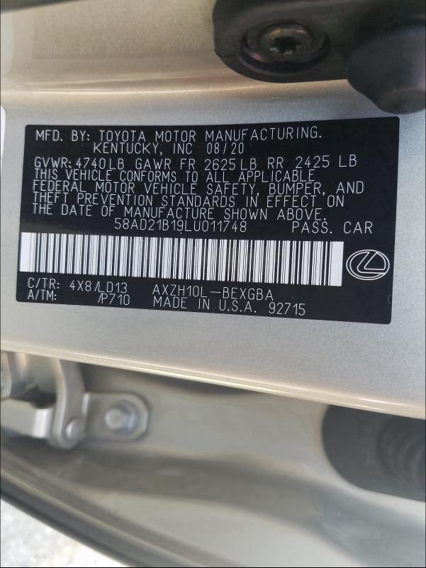 2020 LEXUS ES 300H - 58AD21B19LU011748
