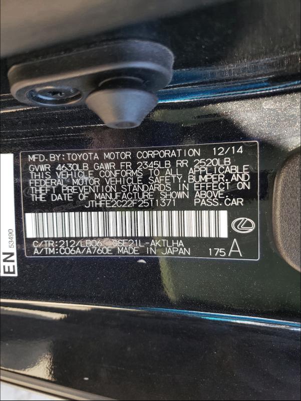 2015 LEXUS IS 350 - JTHFE2C22F2511371