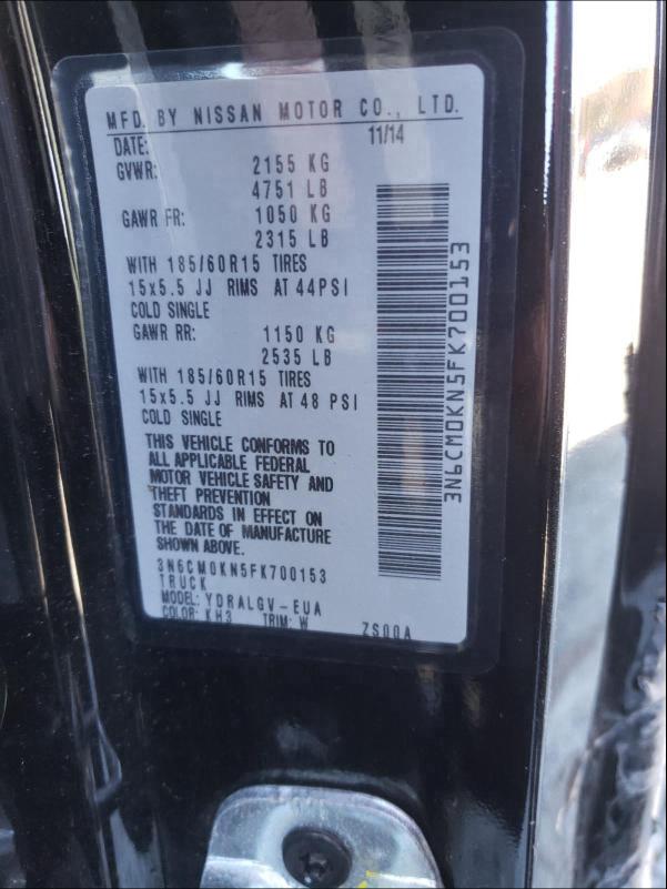 2015 NISSAN NV200 3N6CM0KN5FK700153