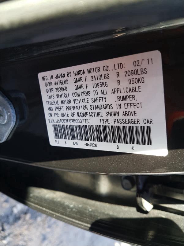 2011 ACURA TSX JH4CU2F6XBC007787