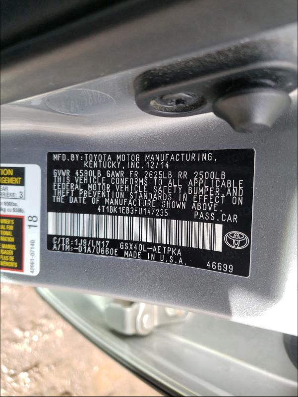 2015 TOYOTA AVALON XLE 4T1BK1EB3FU147235