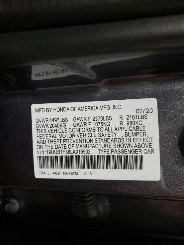 2020 ACURA TLX 19UUB1F38LA015932