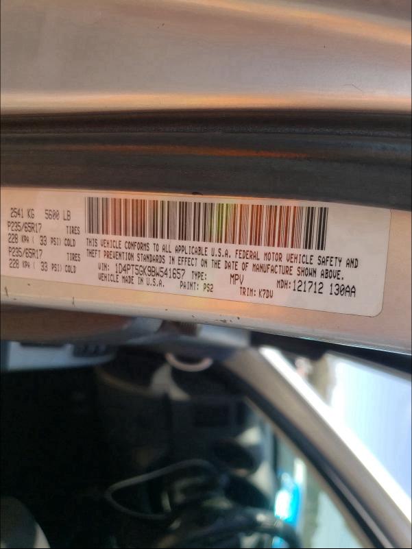 2011 DODGE NITRO 1D4PT5GK9BW541657