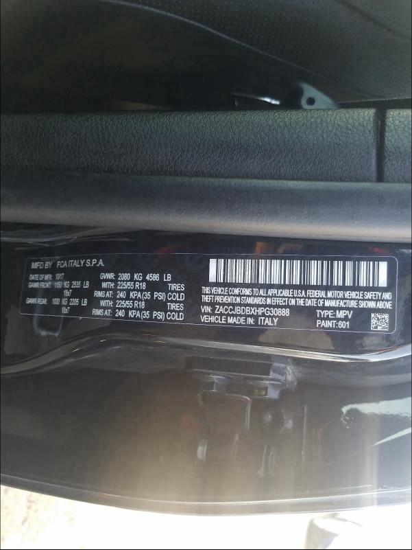 2017 JEEP RENEGADE L ZACCJBDBXHPG30888