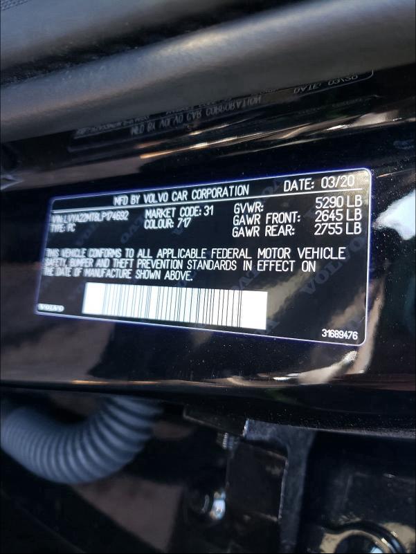 2020 VOLVO S90 T6 OCE LVYA22MT8LP174692