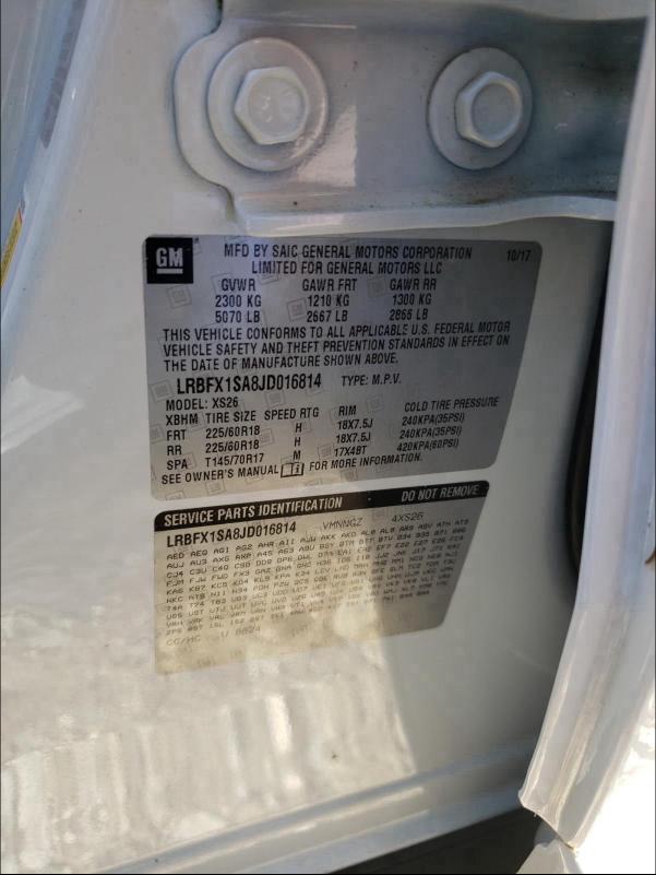 2018 BUICK ENVISION E LRBFX1SA8JD016814