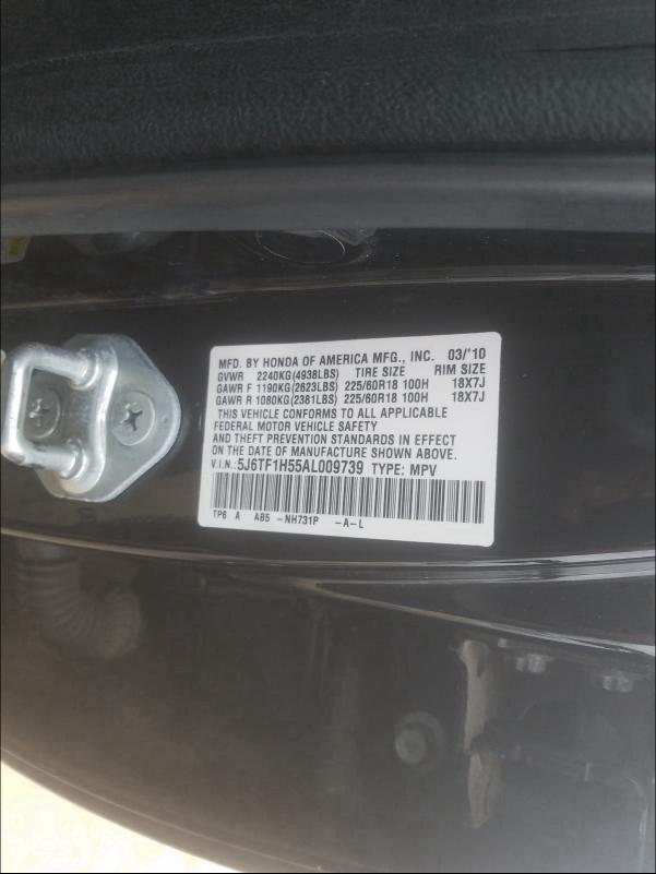 2010 HONDA ACCORD CRO 5J6TF1H55AL009739