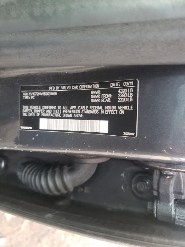 2011 VOLVO V50 T5 YV1672MW1B2631468
