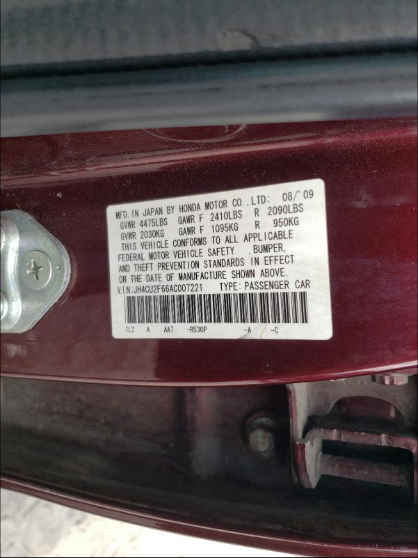 2010 ACURA TSX JH4CU2F66AC007221