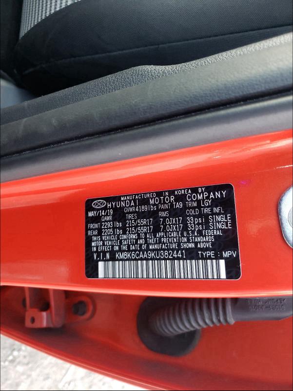 2019 HYUNDAI KONA LIMIT KM8K6CAA9KU382441