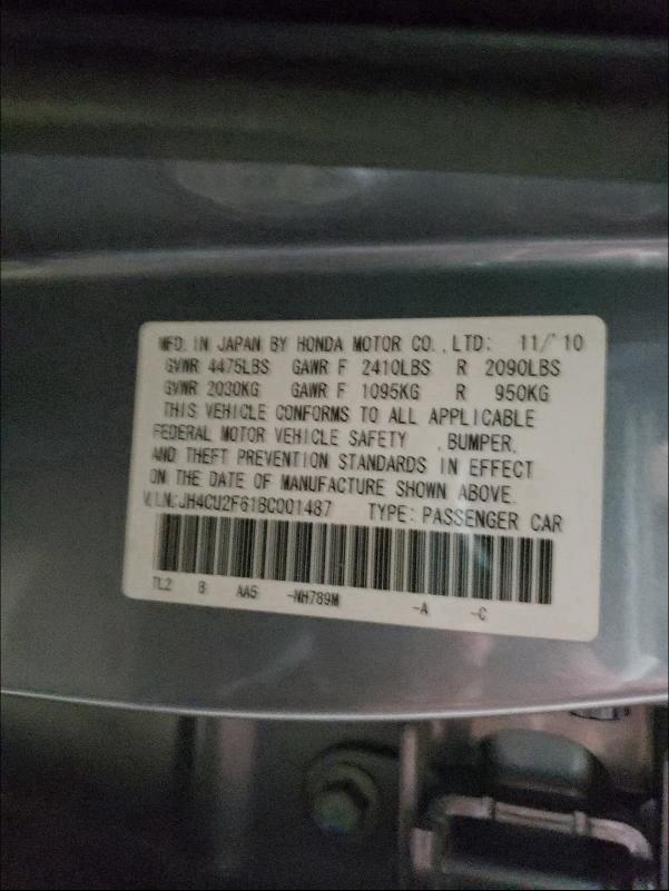 2011 ACURA TSX JH4CU2F61BC001487