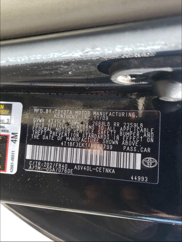 2010 TOYOTA CAMRY 4T1BF3EK1AU083799