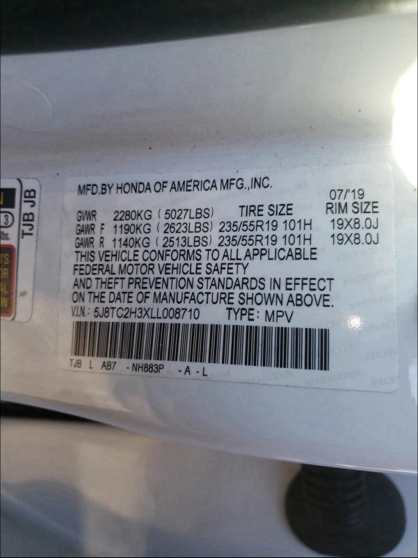 2020 ACURA RDX 5J8TC2H3XLL008710