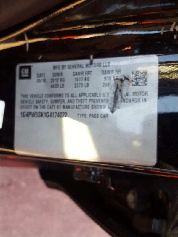 2016 BUICK VERANO SPO 1G4PW5SK1G4174022