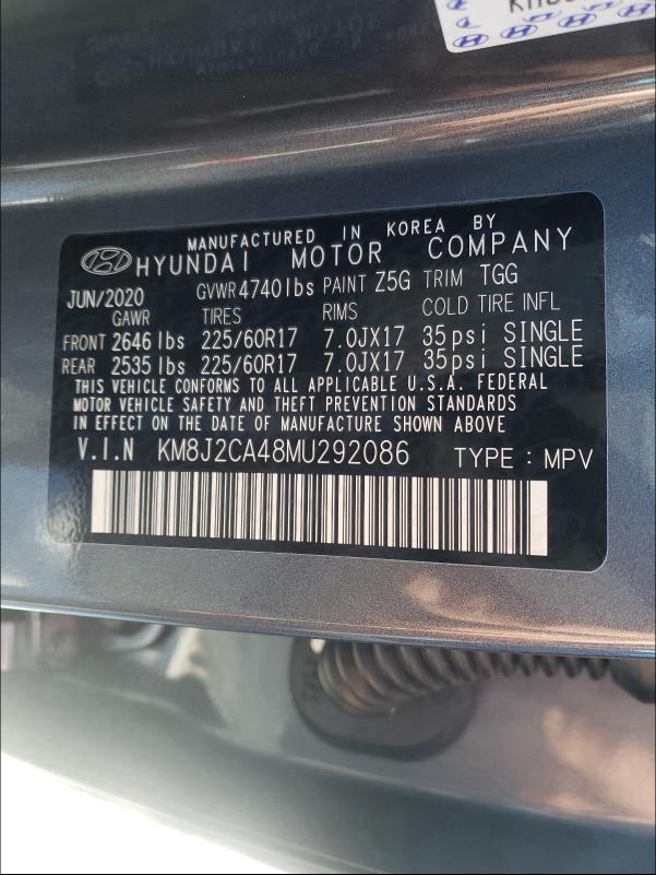 2021 HYUNDAI TUCSON SE KM8J2CA48MU292086
