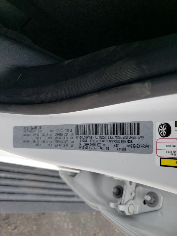 2019 RAM 1500 LARAM 1C6SRFJT4KN810366