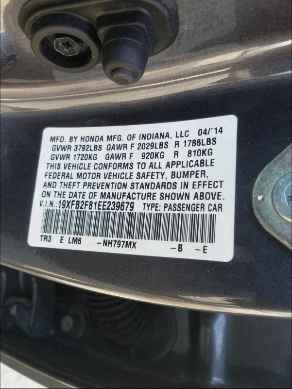 2014 HONDA CIVIC EX 19XFB2F81EE239679