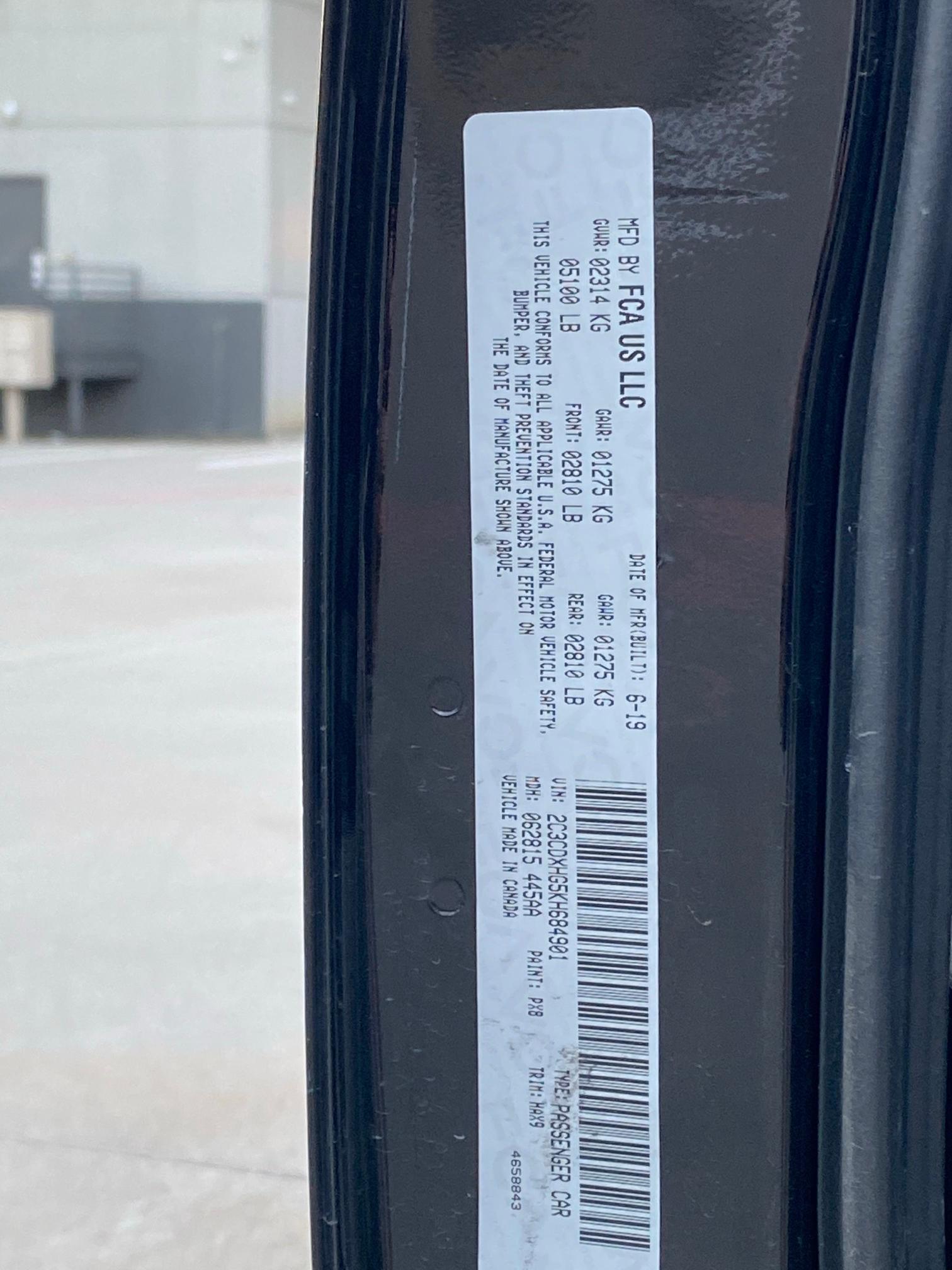 2019 DODGE CHARGER GT 2C3CDXHG5KH684901