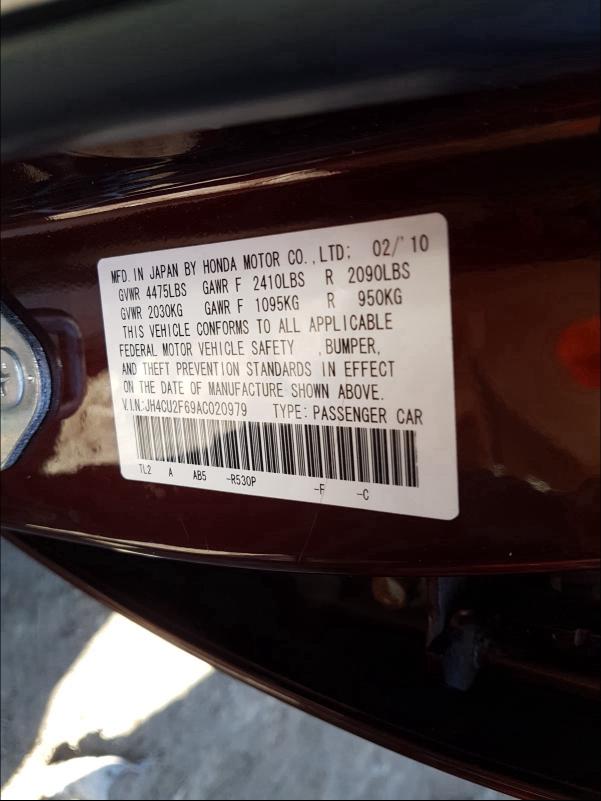 2010 ACURA TSX JH4CU2F69AC020979