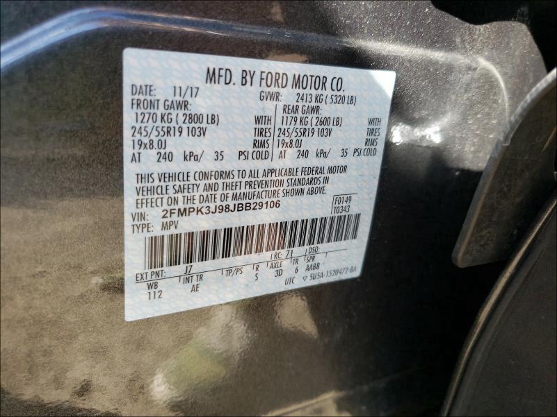 2018 FORD EDGE SEL 2FMPK3J98JBB29106