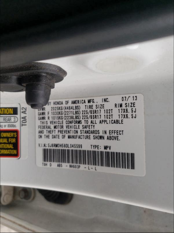 2013 HONDA CR-V 5J6RM3H58DL045599