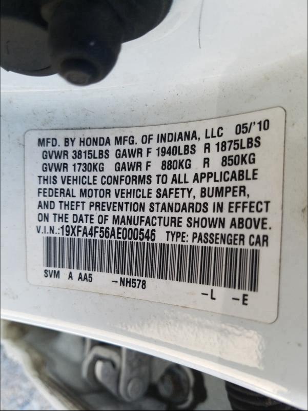 2010 HONDA CIVIC GX 19XFA4F56AE000546