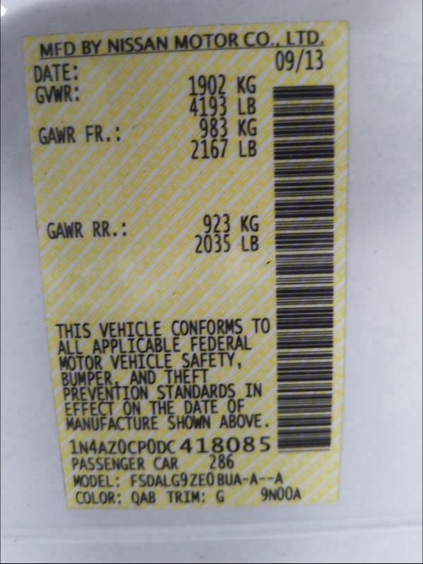 2013 NISSAN LEAF S 1N4AZ0CP0DC418085