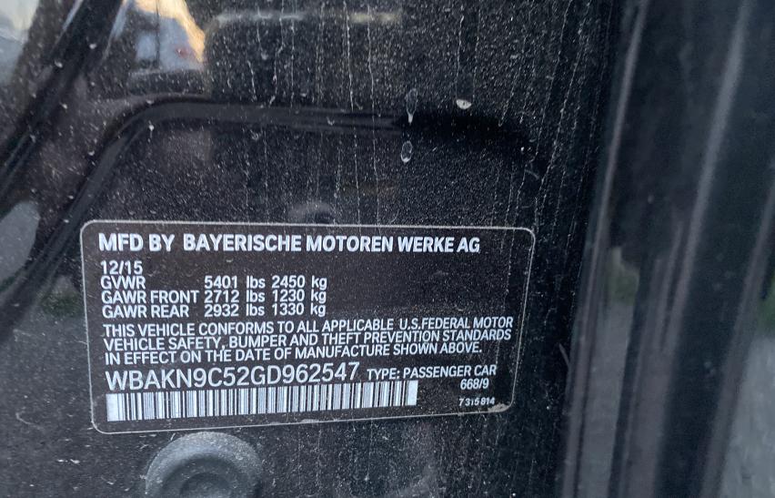 2016 BMW 550 I WBAKN9C52GD962547