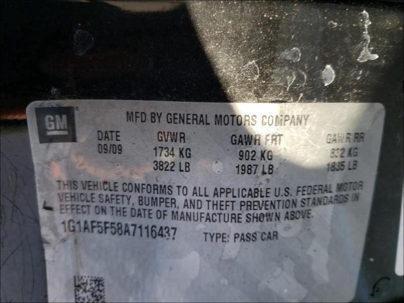 2010 CHEVROLET COBALT 2LT 1G1AF5F58A7116437