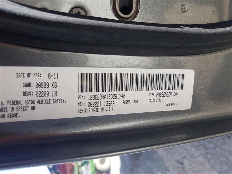2011 DODGE CALIBER MA 1B3CB3HA1BD261740