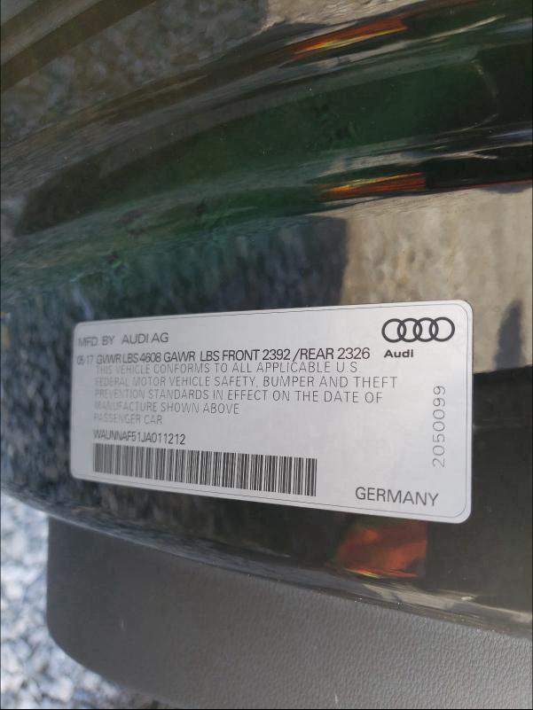 2018 AUDI A5 PREMIUM WAUNNAF51JA011212
