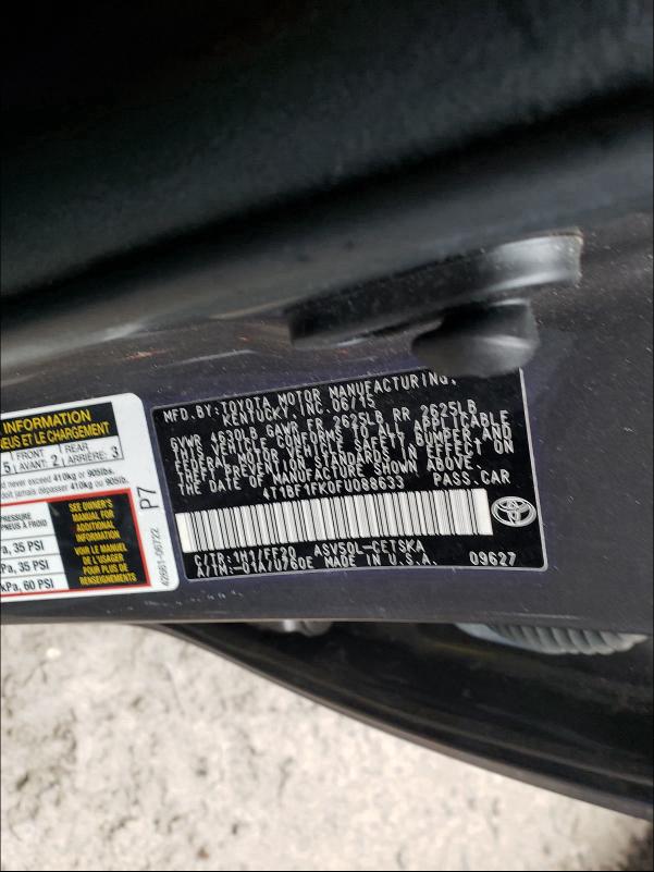 2015 TOYOTA CAMRY LE 4T1BF1FK0FU088633